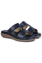 Casual Blue Open Toe Flats Round Toe Slip-On Flats